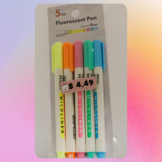 Mild 4 Marking Hight-lighter Fluorescent Pen -4mm 5pc